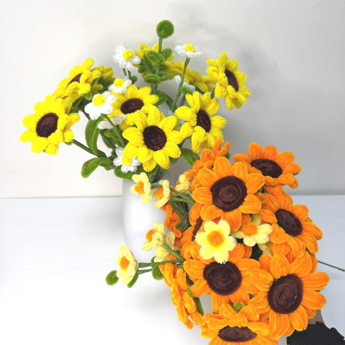 Handmade Pipe Cleaner Sunflower Bouquet, Everlasting Floral Decor