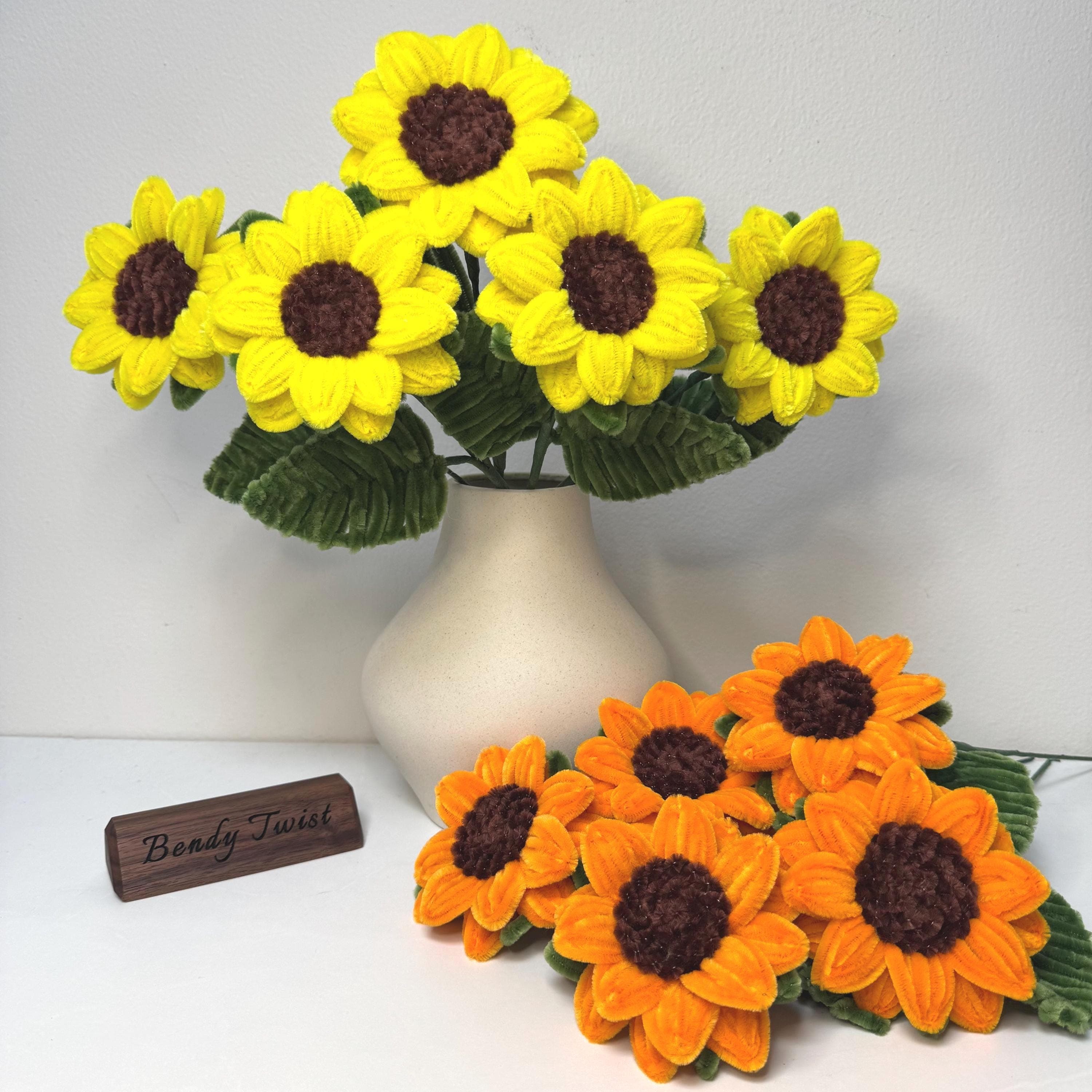 Handmade Pipe Cleaner Sunflower Bouquet | Set of 5 Floral Arrangement