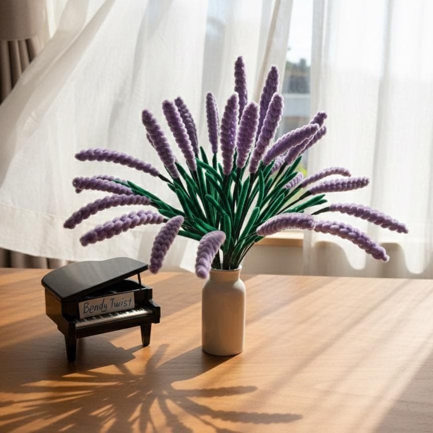 Lavender Bouquet Pipe Cleaner Flower | Handmade Chenille Stick Floral Gift | Artificial Lavender Home Decor
