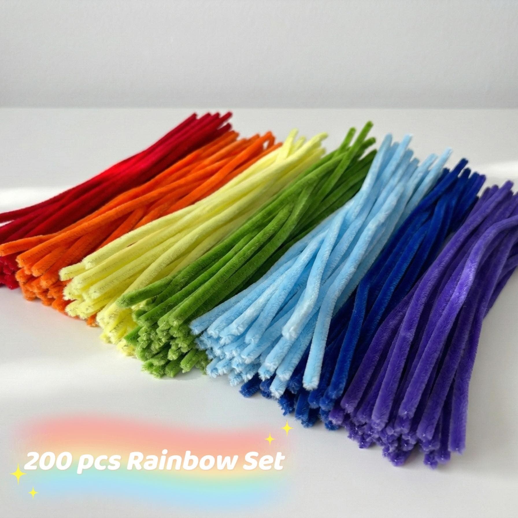 Pipe Cleaners Chenille Stems Color Set – Pink / Yellow / Purple / Blue / Green – 200PCS / 400PCS